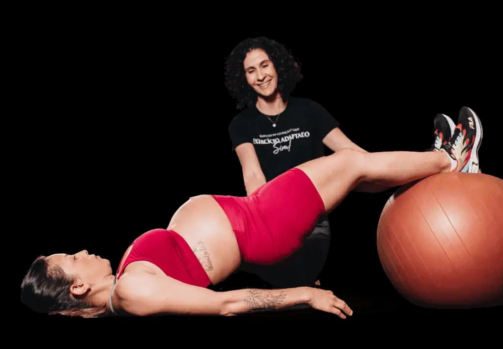 Profissionais no workshop de exercício na gravidez